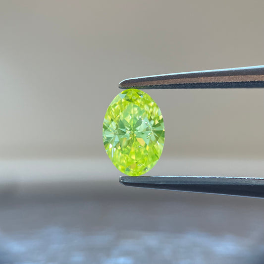 0.600ct 天然発色グリーニッシュイエローダイヤモンド オーバルルース