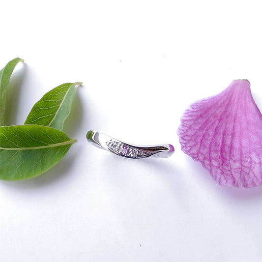 Natural Pink Diamond 0.029ct Platinum Wedding Ring | Gallery 149
