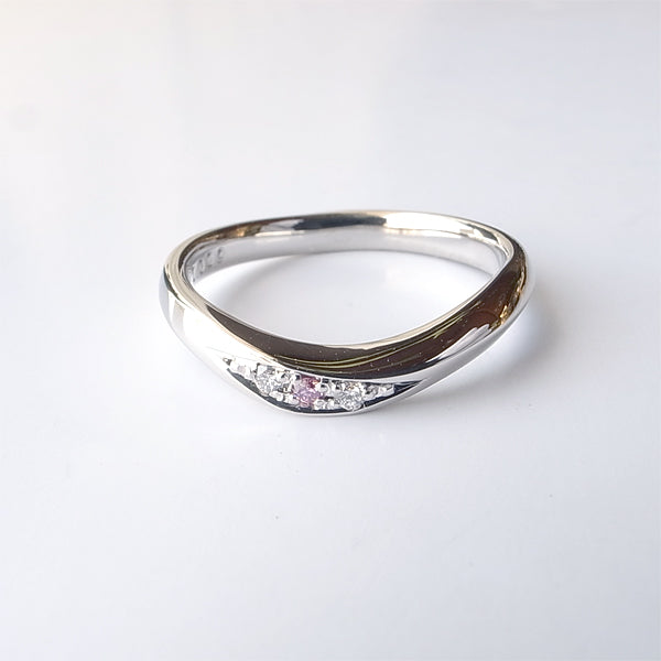 Natural Pink Diamond 0.029ct Platinum Wedding Ring | Gallery 149