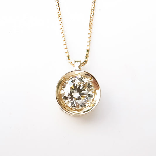 Large 2.1ct (over 2 carat) Natural Diamond K18YG Necklace|Gallery 461