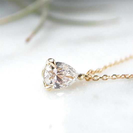 ペアシェイプ天然ダイヤモンド 0.3ct Dカラー K18YGネックレス|Gallery 525
