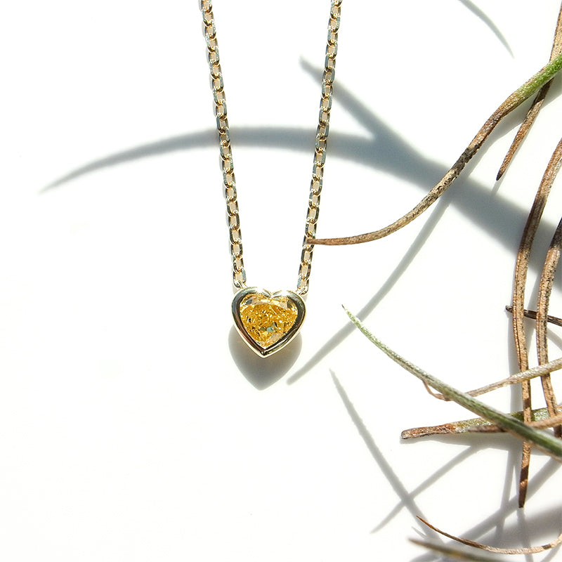 Natural Yellow Diamond Heart Shape K18YG Necklace|Gallery 602