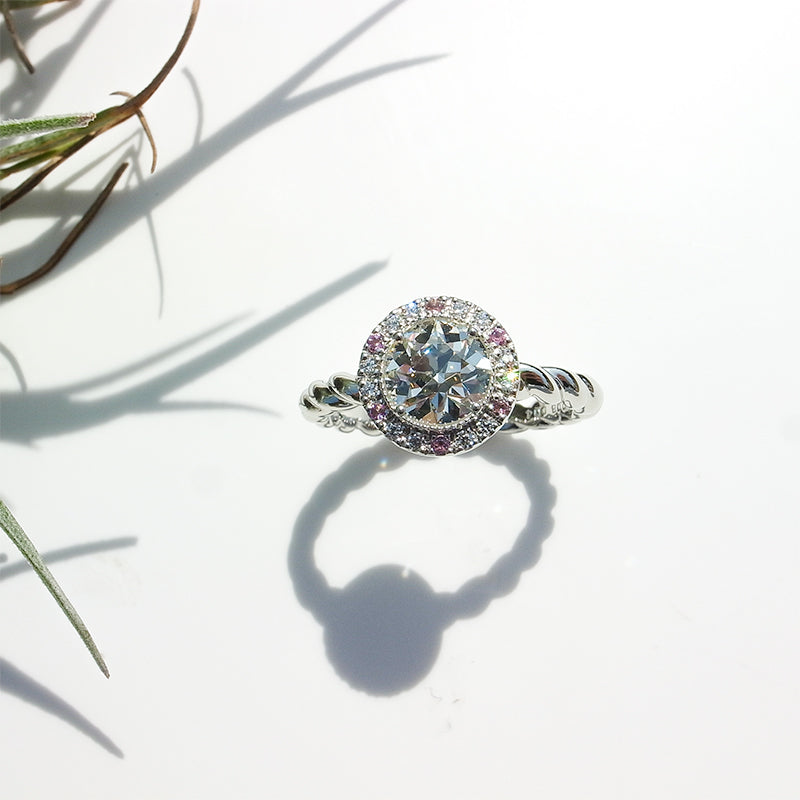 ダイヤモンド 1ct・ピンクトルマリン プラチナリメイクリング|Gallery 616