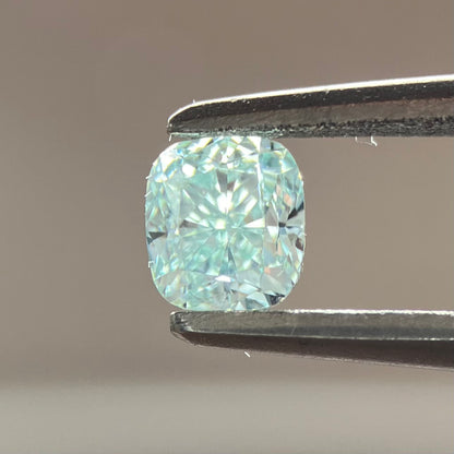 0.29ct natural color Fancy Light Bluish Green cushion loose diamond