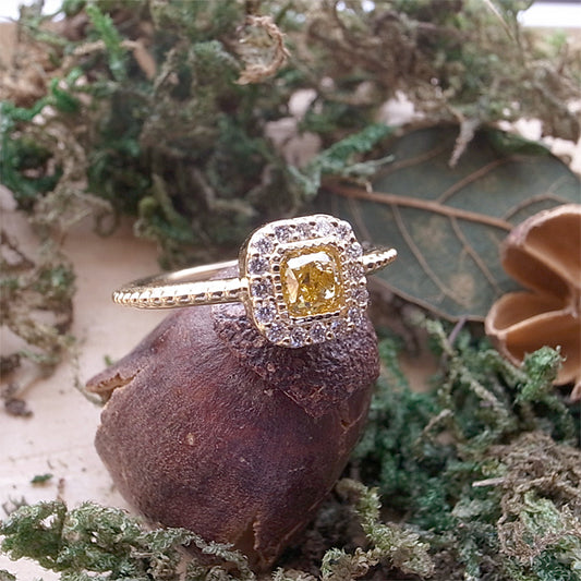 Natural Yellow Diamond Fancy Intense Yellow SI2 0.387ct K18 Ring | Gallery 120