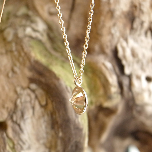 Large 0.8ct Natural Brown Diamond Fancy Light Brown K18PG Reversible Necklace | Gallery 116