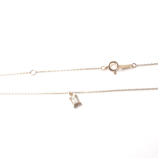 Baguette Cut Natural Diamond 0.06ct K18 Necklace | Gallery 394