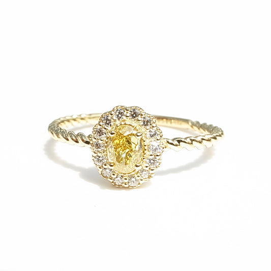 Natural Yellow Diamond Fancy Vivid Yellow VS2 0.202ct K18YG Ring | Gallery 341