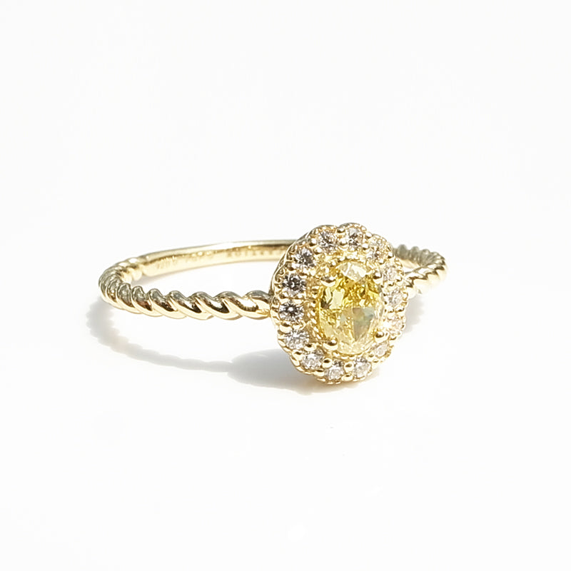 天然イエローダイヤモンド Fancy Vivid Yellow VS2 0.202ct K18YG 指輪｜Gallery 341