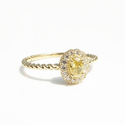 天然イエローダイヤモンド Fancy Vivid Yellow VS2 0.202ct K18YG 指輪｜Gallery 341