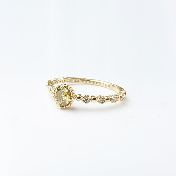 天然イエローダイヤモンド Fancy Deep Yellow 0.301ct SI2 K18YGリング｜Gallery 642