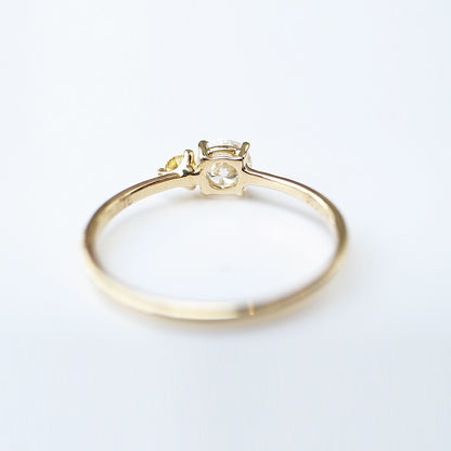 Dカラー ダイヤモンド 0.358ct VVS1・天然イエローダイヤモンド Fancy Intense Yellow 0.076ct SI2 K18YGリング｜Gallery 634