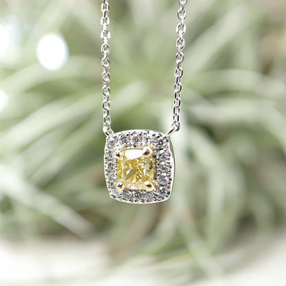 天然イエローダイヤモンド Fancy Intense Yellow 0.289ct SI1 プラチナ／K18YGネックレス｜Gallery 639