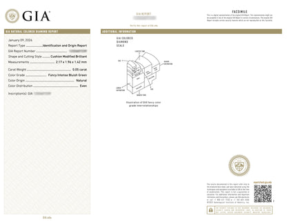 裸石 0.05ct Fancy Intense Bluish Green  CU GIA鑑定書付(GIA)