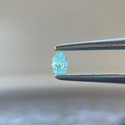 裸石 0.091ct Fancy Intense Green Blue VS-1 中央宝石研究所ソーティング付