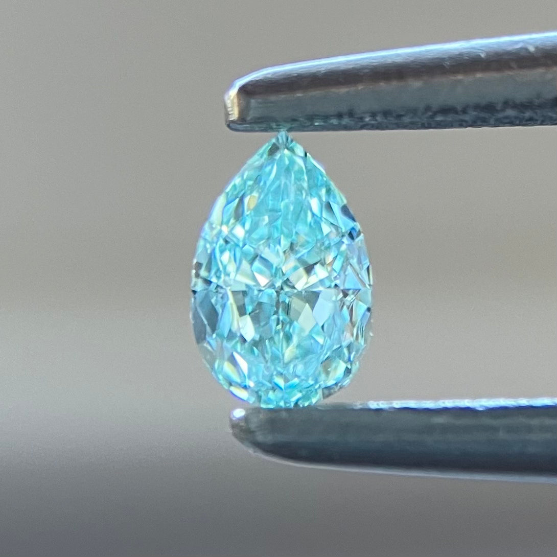 裸石 0.091ct Fancy Intense Green Blue VS-1 中央宝石研究所ソーティング付