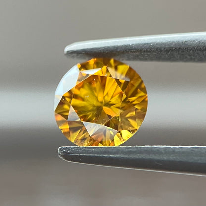 裸石 0.431ct Fancy Deep Yellow Orange  SI-2 RD 中央宝石研究所ソーティング付き