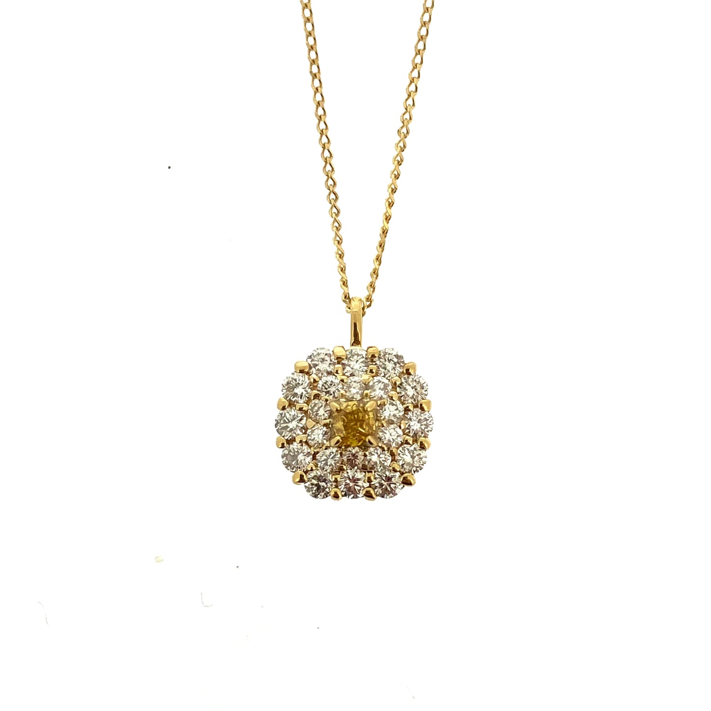 Fancy Deep Orangy Yellowダイヤモンド0.072ct メレダイヤモンド 0.32ct /K18YG ネックレス
