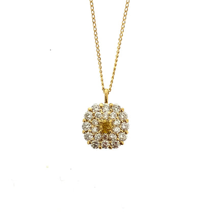Fancy Deep Orangy Yellowダイヤモンド0.072ct メレダイヤモンド 0.32ct /K18YG ネックレス