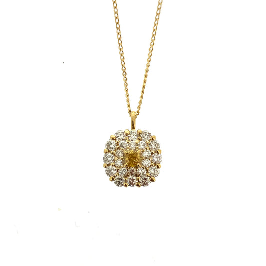 Fancy Deep Orangy Yellowダイヤモンド0.072ct メレダイヤモンド 0.32ct /K18YG ネックレス