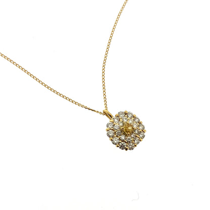 Fancy Deep Orangy Yellowダイヤモンド0.072ct メレダイヤモンド 0.32ct /K18YG ネックレス