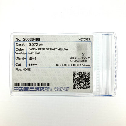 Fancy Deep Orangy Yellowダイヤモンド0.072ct メレダイヤモンド 0.32ct /K18YG ネックレス