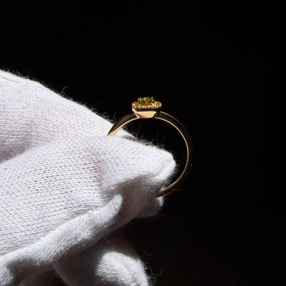 Fancy Intense Yellow ダイヤモンド 0.18ct メレダイヤモンド 0.08ct /K18YG リング
