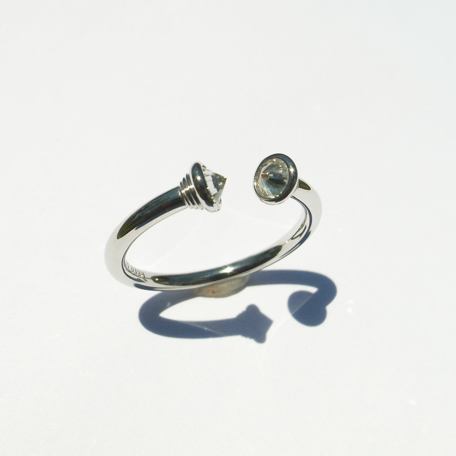 Natural diamond ring with a culet-to-culet design