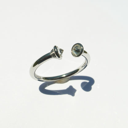Natural diamond ring with a culet-to-culet design
