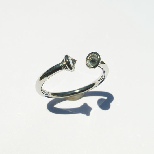 Natural diamond ring with a culet-to-culet design