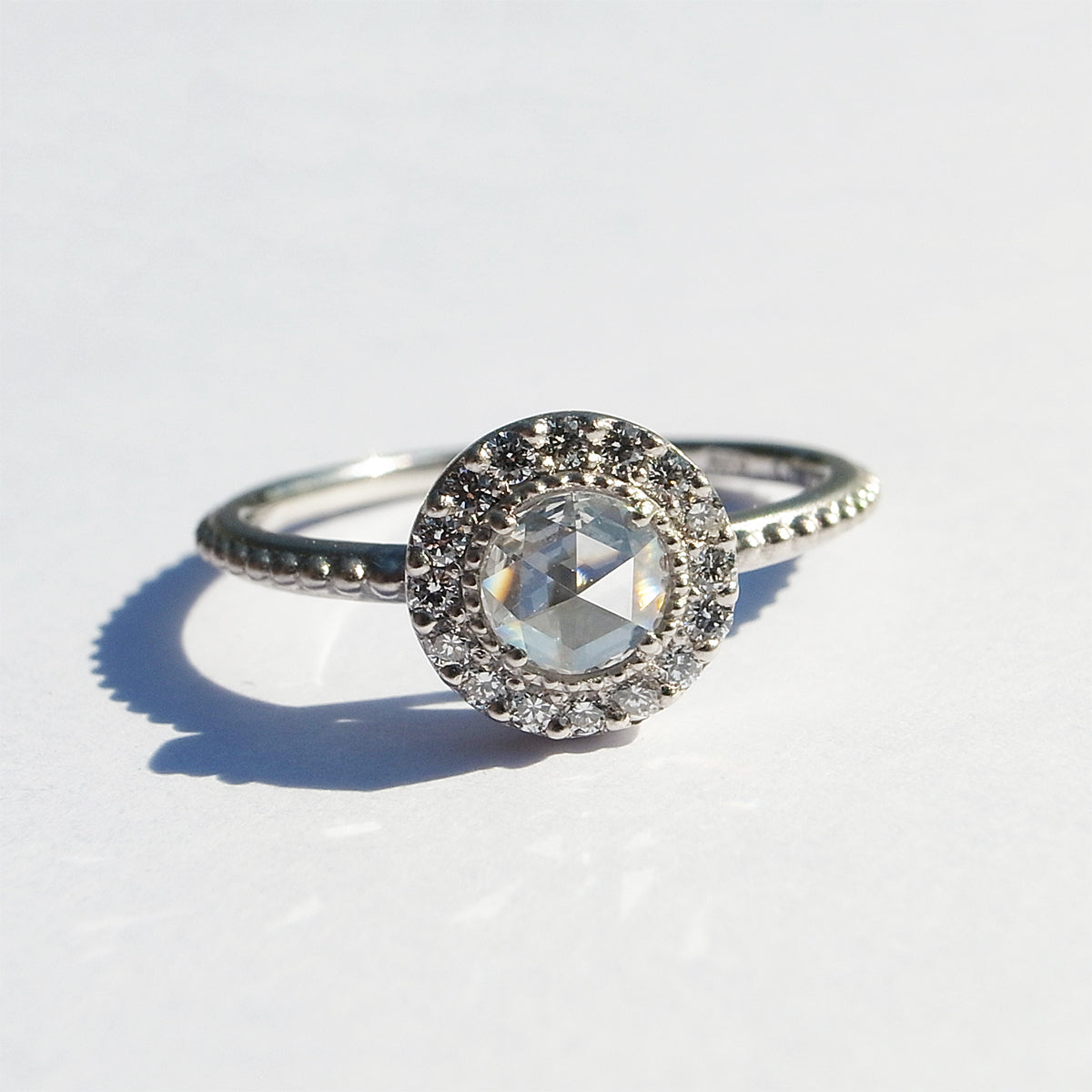 ローズカットダイヤモンド 0.18ct  メレダイヤモンド 0.14ct /PT900 リング