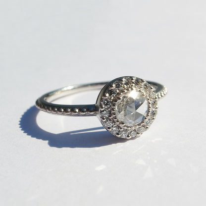 ローズカットダイヤモンド 0.18ct  メレダイヤモンド 0.14ct /PT900 リング