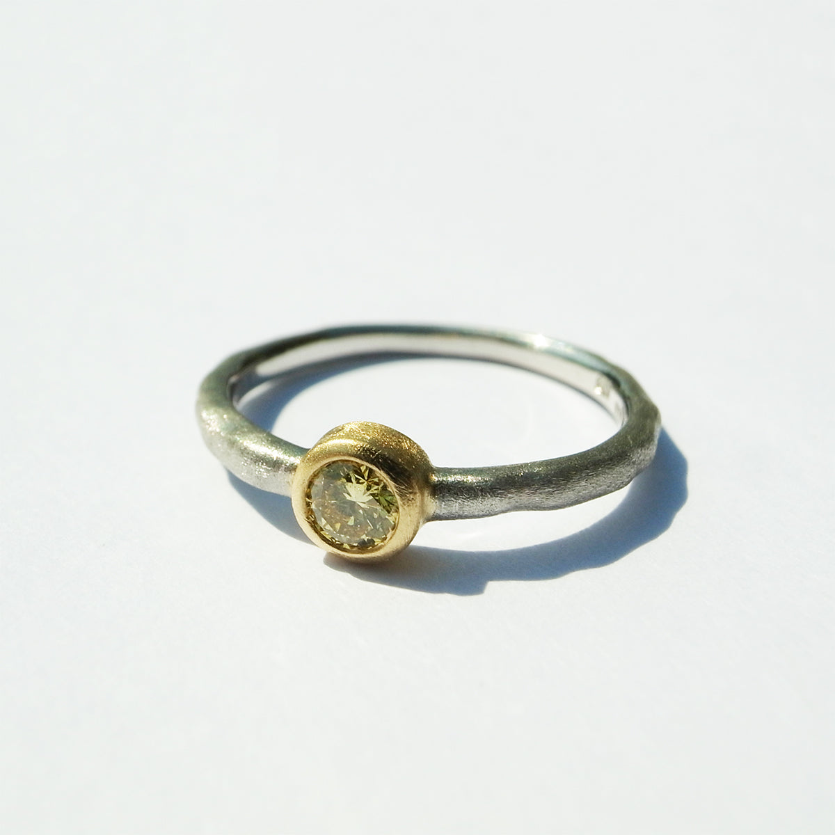 Fancy Intense Yellow Diamond 0.156ct / K18YG & PT900 Ring