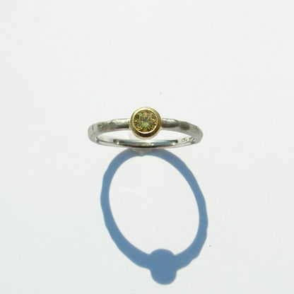 Fancy Intense Yellow Diamond 0.156ct / K18YG & PT900 Ring