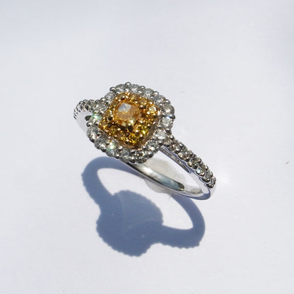 Fancy Intense Orange Yellow ダイヤモンド 0.1ct /K18YG & PT900 リング