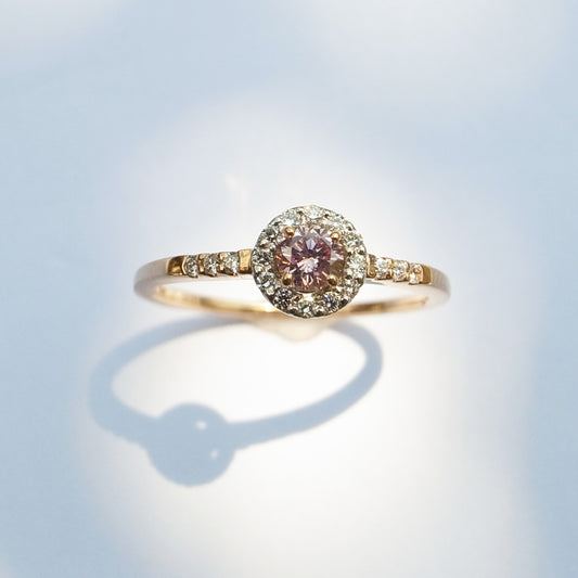 Fancy Intense Purplish Pink ダイヤモンド 0.15ct メレダイヤモンド 0.1ct /K18YG & PT900 リング