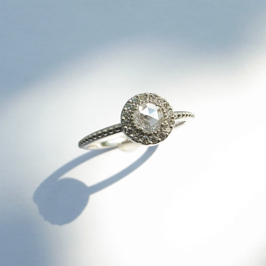 Halo ローズカットダイヤモンド 0.18ct & 0.14ct  PT900 リング