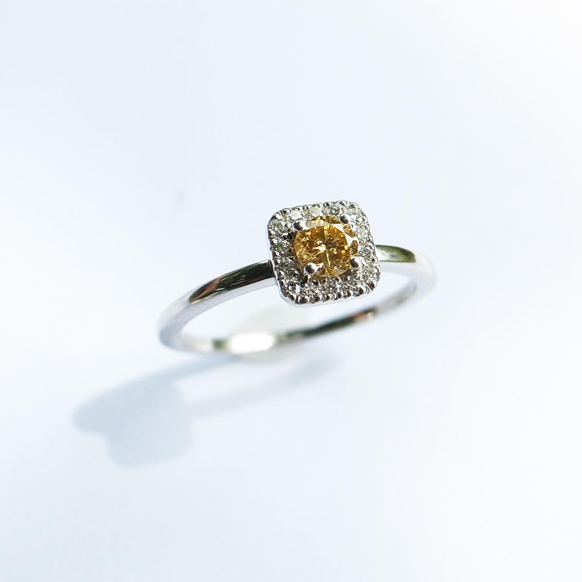 Fancy Intense Yellow Diamond 0.18ct Yellow Melee 0.08ct /K18YG Ring