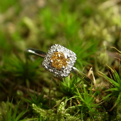 Fancy Intense Yellow Diamond 0.18ct Yellow Melee 0.08ct /K18YG Ring