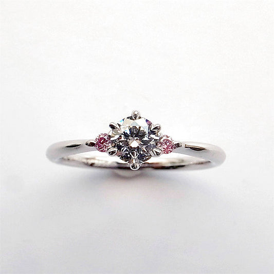 天然アーガイル産ピンクダイヤモンドとDカラー FL EXダイヤモンドのプラチナ婚約指輪
