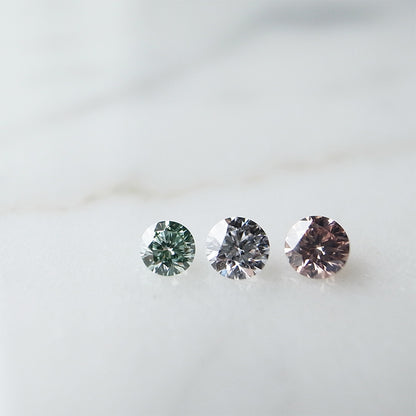 天然カラーダイヤモンド3石 ルース 左Fancy Green Blue・右ピンクダイヤモンド