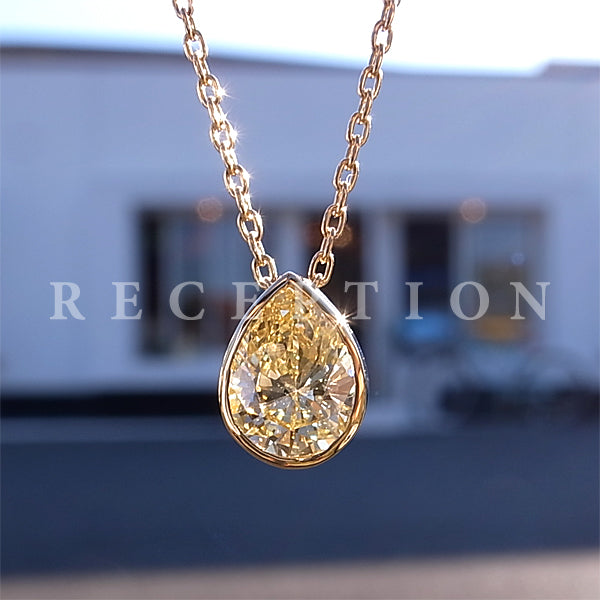 天然イエローダイヤモンド Fancy Yellow 0.495ct K18YGネックレス｜