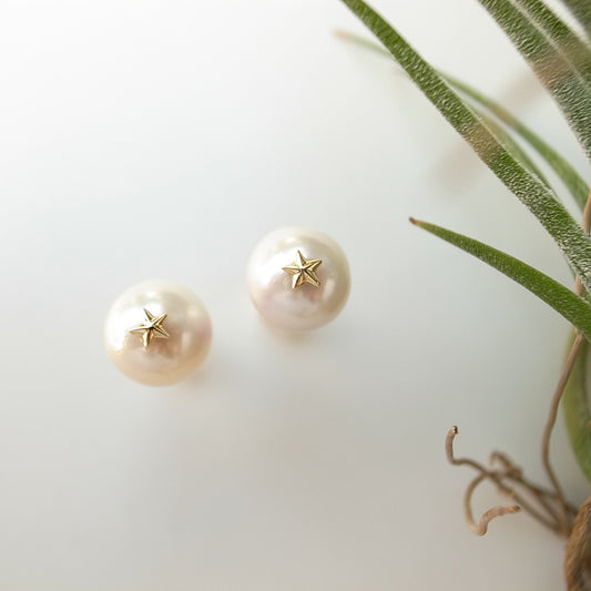 パール K18YG 星型ピアス
