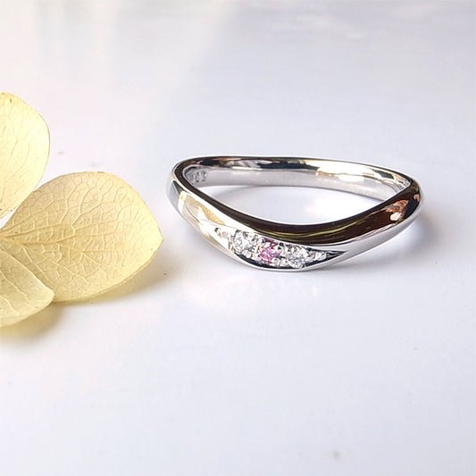 天然ピンクダイヤモンドのプラチナ結婚指輪