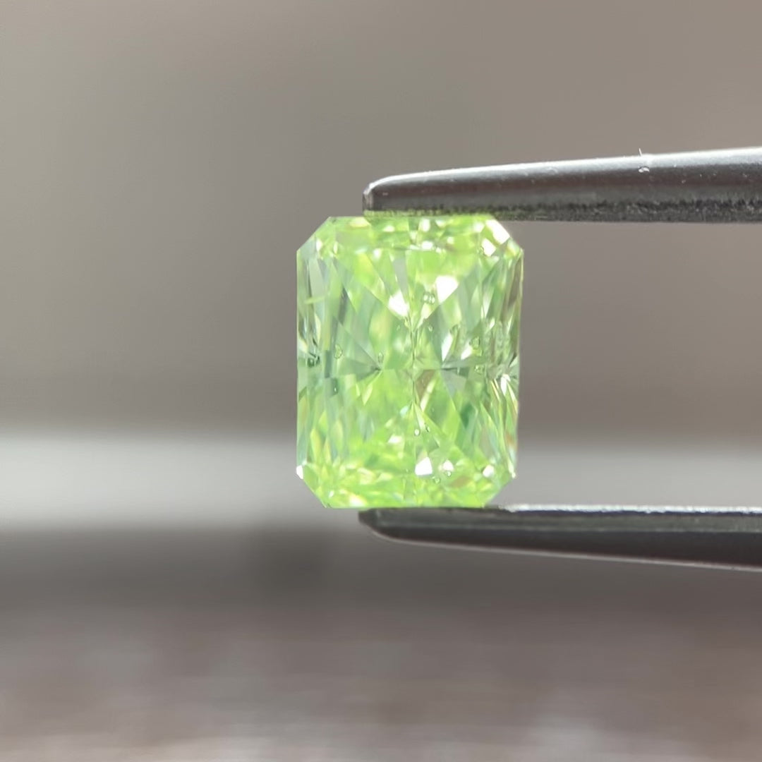 グリーンダイヤモンド ルース 0.716ct ラディアント Fancy Yellow
