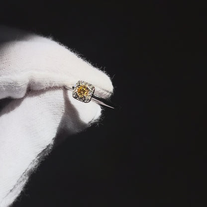 Fancy Intense Yellow Diamond 0.18ct Yellow Melee 0.08ct /K18YG Ring