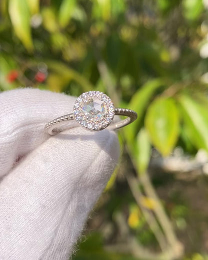ローズカットダイヤモンド 0.18ct  メレダイヤモンド 0.14ct /PT900 リング