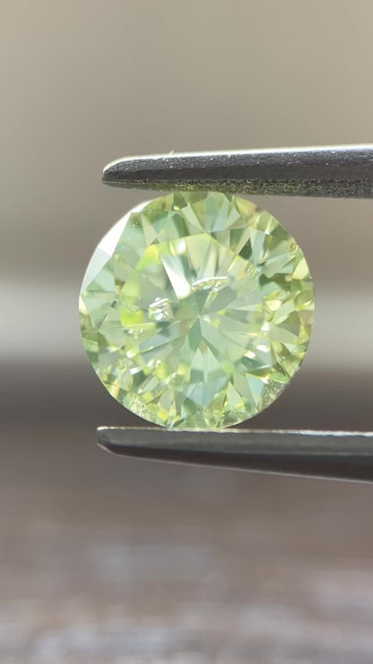 裸石 1.100ct Fancy Light Greenish Yellow I-1 RD 中央宝石研究所ソーティング付(CGL)