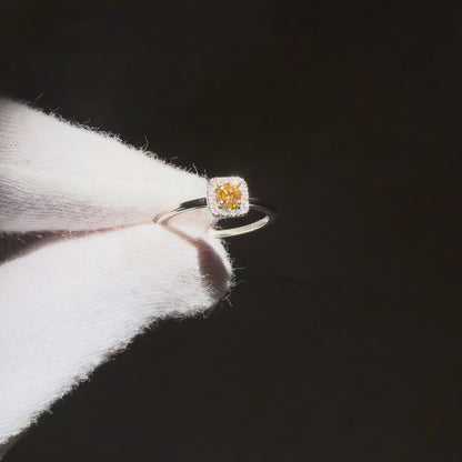 Fancy Intense Yellow Diamond 0.18ct Yellow Melee 0.08ct /K18YG Ring
