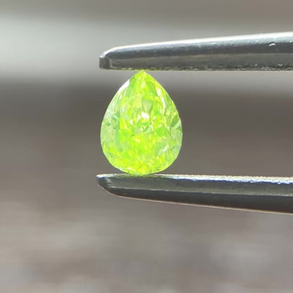 0.120ct Fancy Intense Yellow Green Pear Shape Loose Diamond with CGL Sorting Report